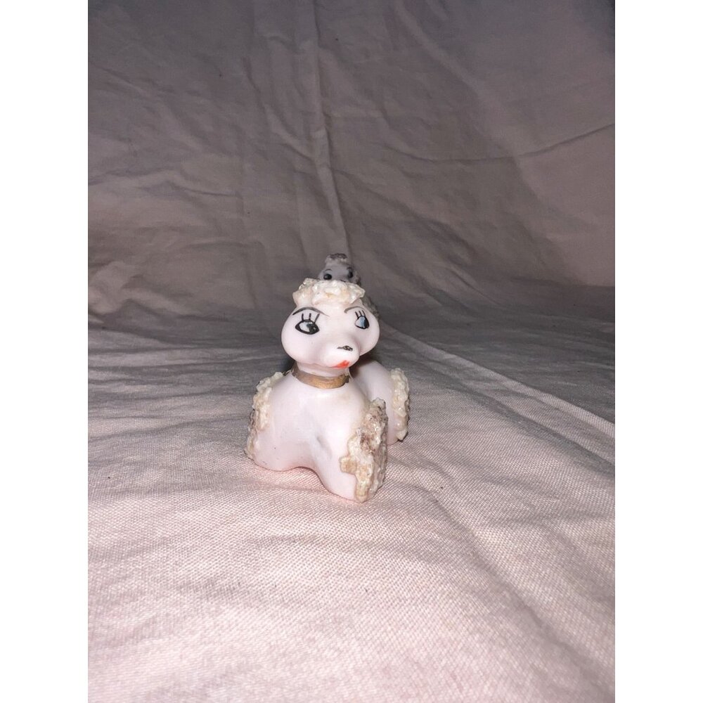Vintage Ceramic Pink Spaghetti Poodle Figurines With Chains Collectible Mid Cent - Picture 9 of 10